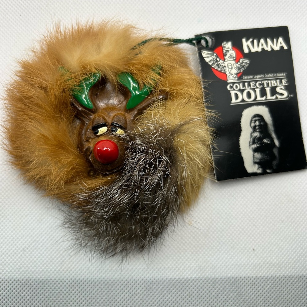 Vintage Ornament Kiana Collectible Reindeer Handcrafted Alaska Fur Christmas